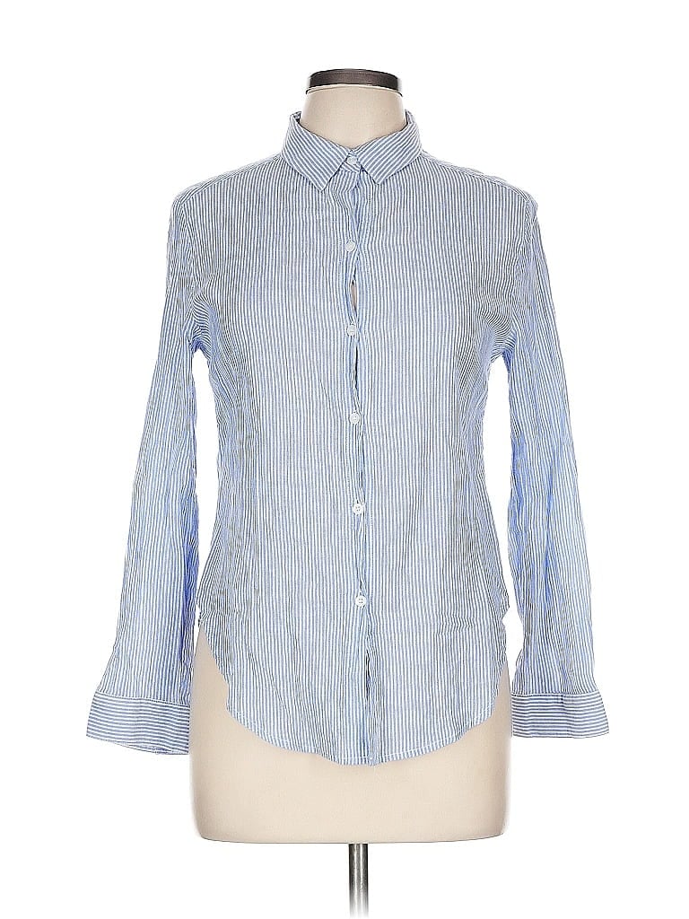 Pink & Pepper 100% Cotton Blue Long Sleeve Button-Down Shirt Size L - photo 1