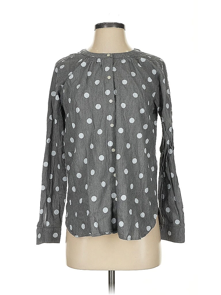 Pre-owned Ann Taylor Loft Long Sleeve Blouse In Gray