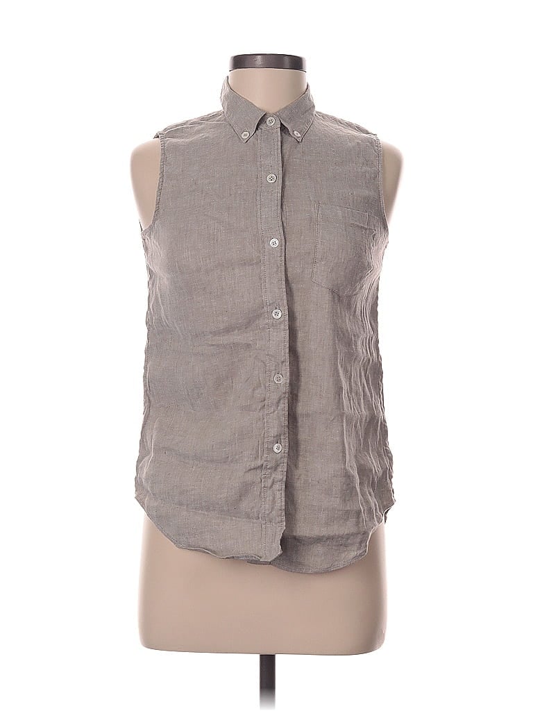 Pre-owned Theory Sleeveless Button Down Shirt In Gray