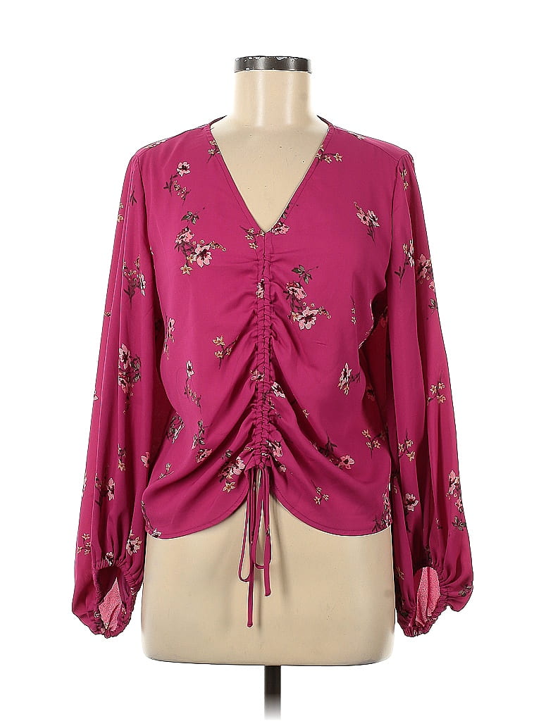 Pre-owned Vince Camuto Long Sleeve Blouse In Burgundy