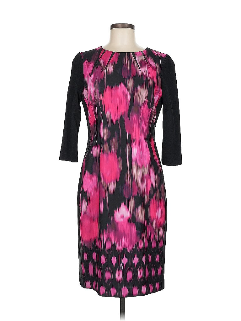Robe Cocktail En Soie Noire Brodée Elie Tahari - Taille S - Occasion Très Bon état