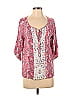Fun2Fun 100% Rayon Red 3/4 Sleeve Blouse Size S - photo 1