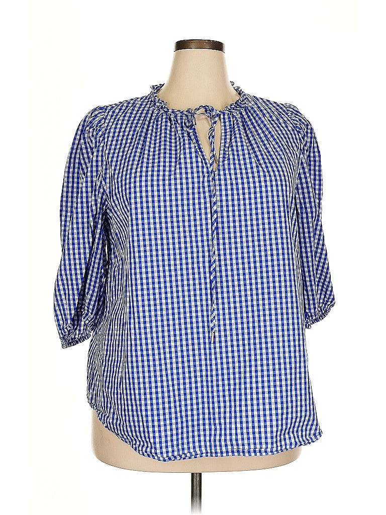 Anne Klein Women's Polka Dot Long Sleeve Open Cardigan Top Blue Size Small