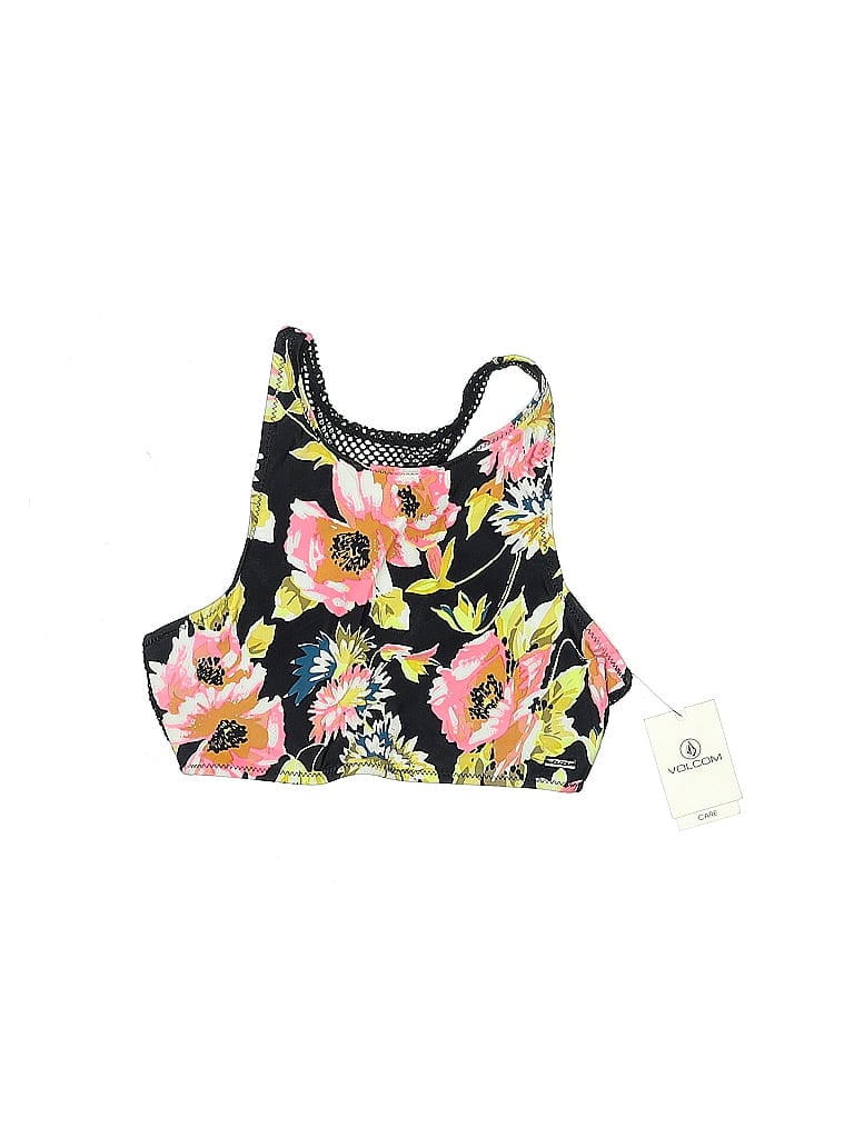 Volcom Swimsuit Top Yellow Floral Pattern Swimwear In Multi
