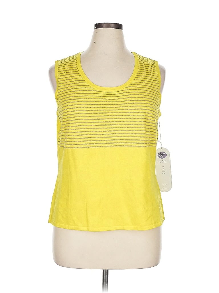 DG^2 by Diane Gilman Yellow Sleeveless T-Shirt Size 1X - photo 1