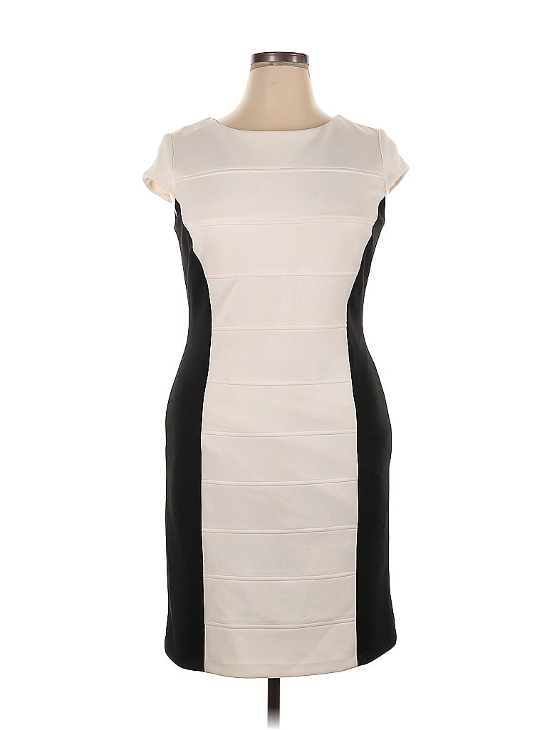 Robe De Cocktail Soirée Femme SANDRA DARREN - Taille 10 Petite - Couleur Ivoire Et Noir - Neuve (Sans Étiquettes) - Style Fit & Flare