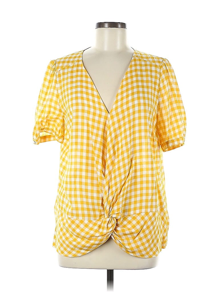 Pre-owned Kut From The Kloth Short Sleeve Blouse In Yellow