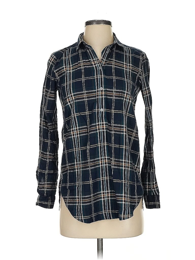 Pre-owned Ann Taylor Loft Long Sleeve Button Down Shirt In Blue