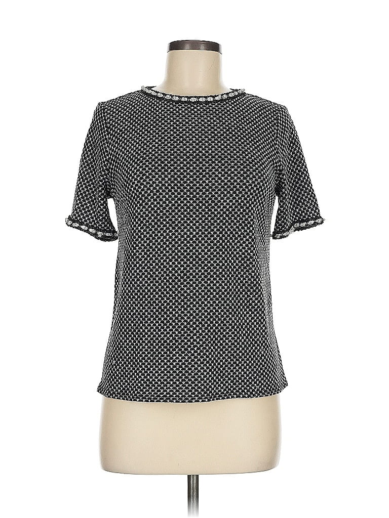 Click to view more detailed imagery on our partner's website Pre-owned Elle Short Sleeve Top Gray Mock Neckline Tops