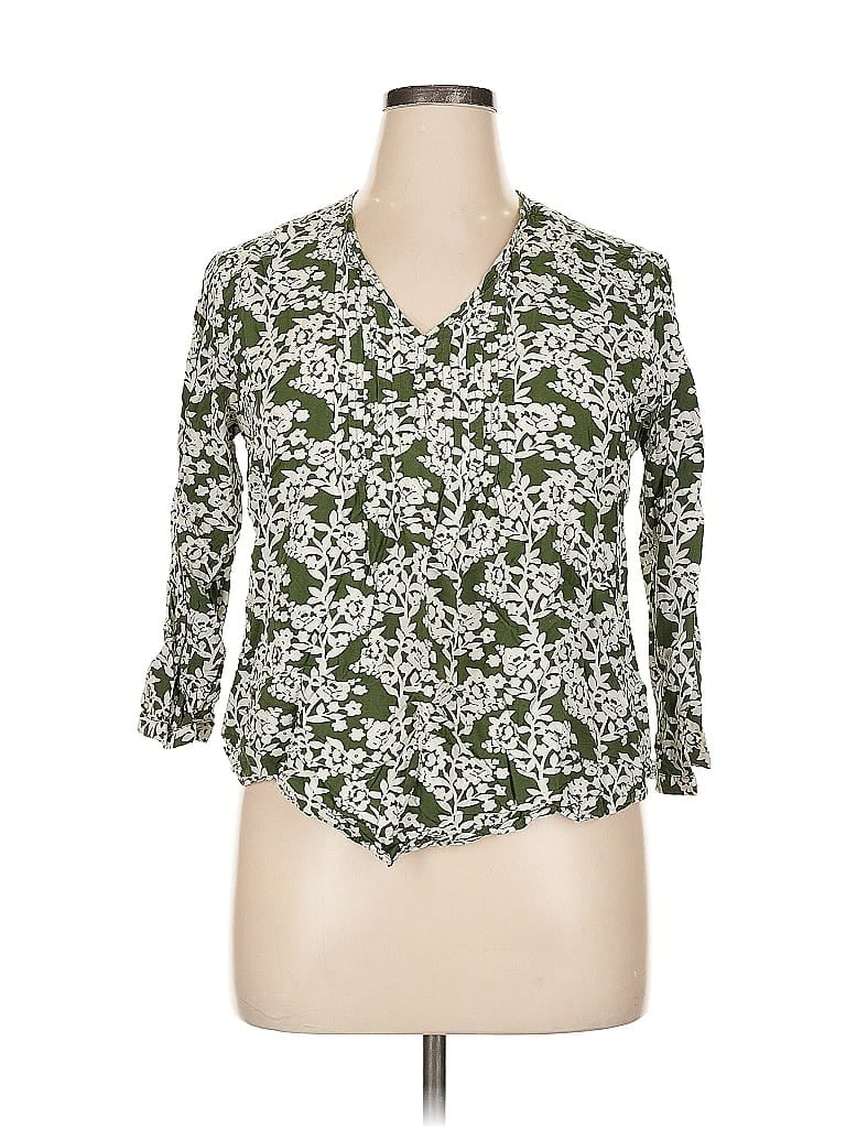 Pre-owned Fun2fun 3/4 Sleeve Blouse In Green