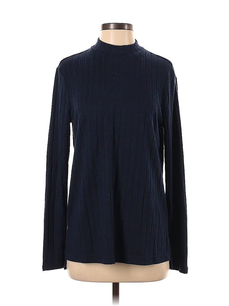 Pre-owned Matty M Long Sleeve Top Blue Turtleneck Tops