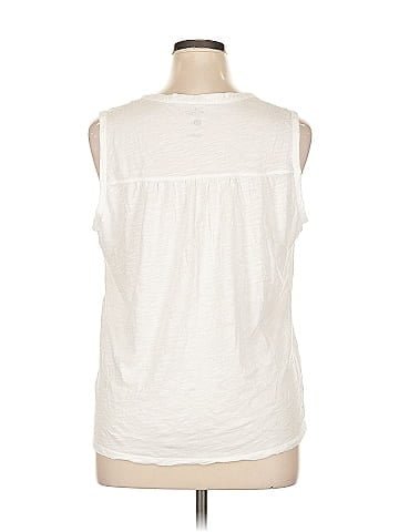 Indigo Sleeveless Button-Down Shirt (view 2)