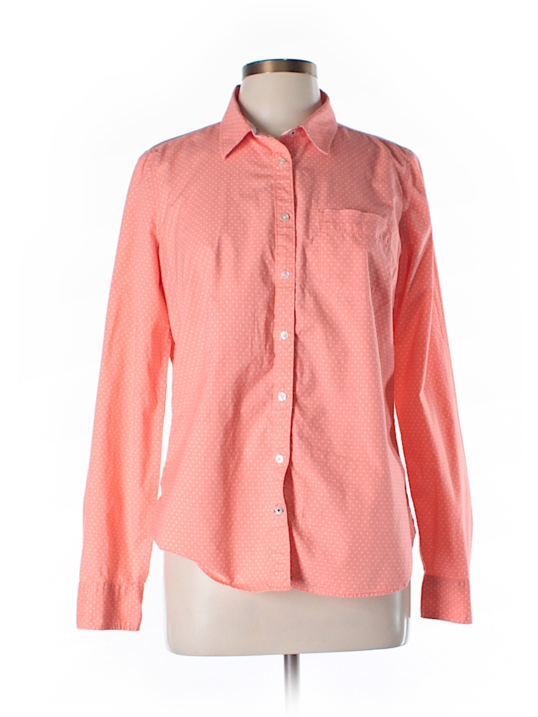 Jcpenney 100% Cotton Polka Dots Coral Long Sleeve Button-Down Shirt ...