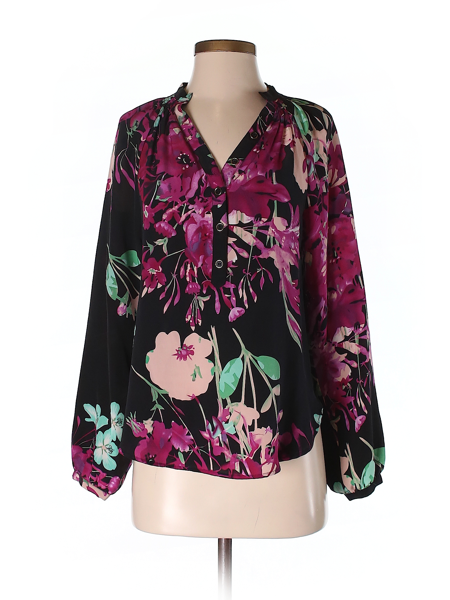 Yumi Kim 100% Silk Floral Black Long Sleeve Silk Top Size XS - 81% off ...
