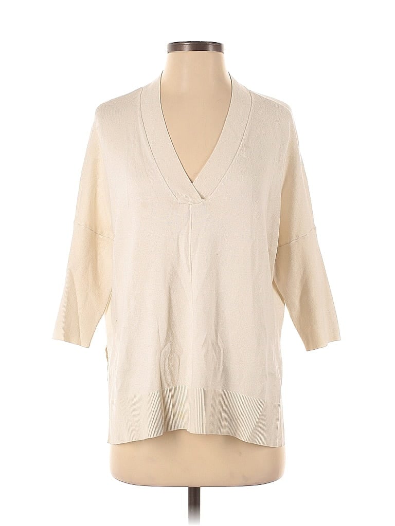 Pre-owned Ann Taylor Cardigan Sweater In White