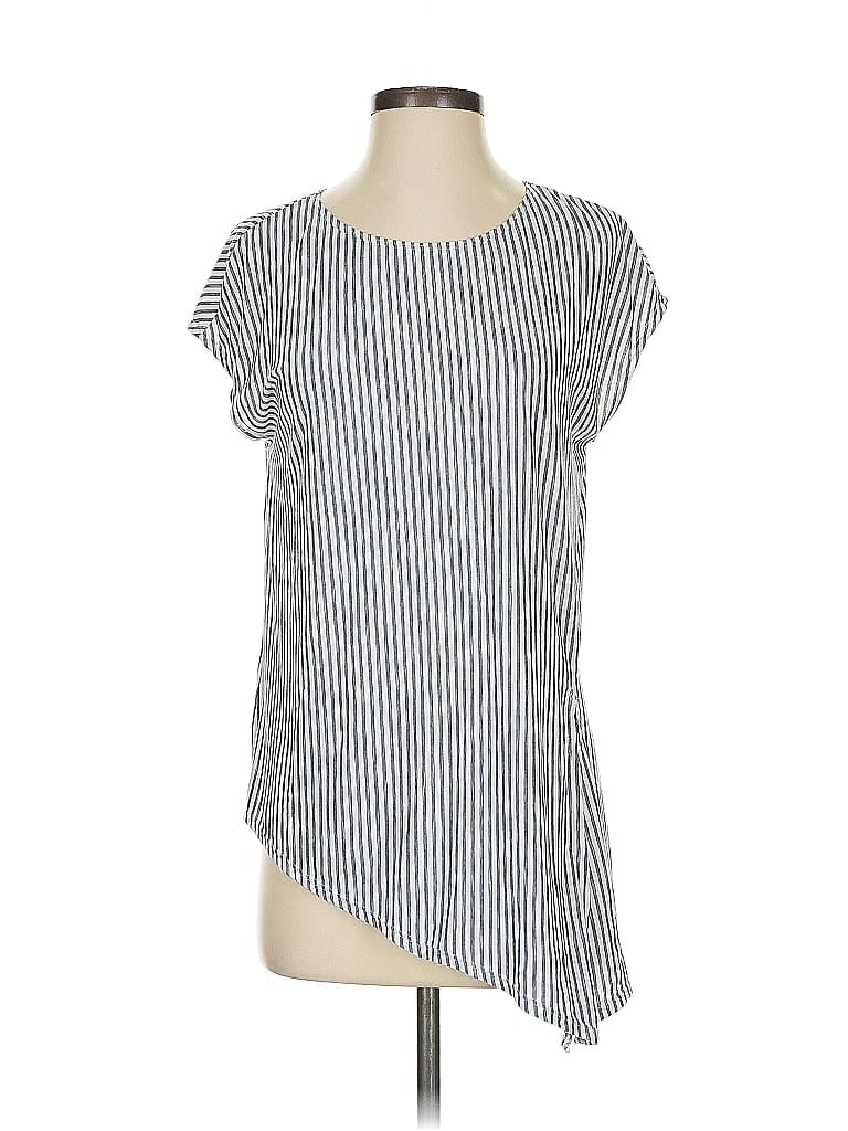 Pre-owned Max Studio Short Sleeve Blouse In Silver