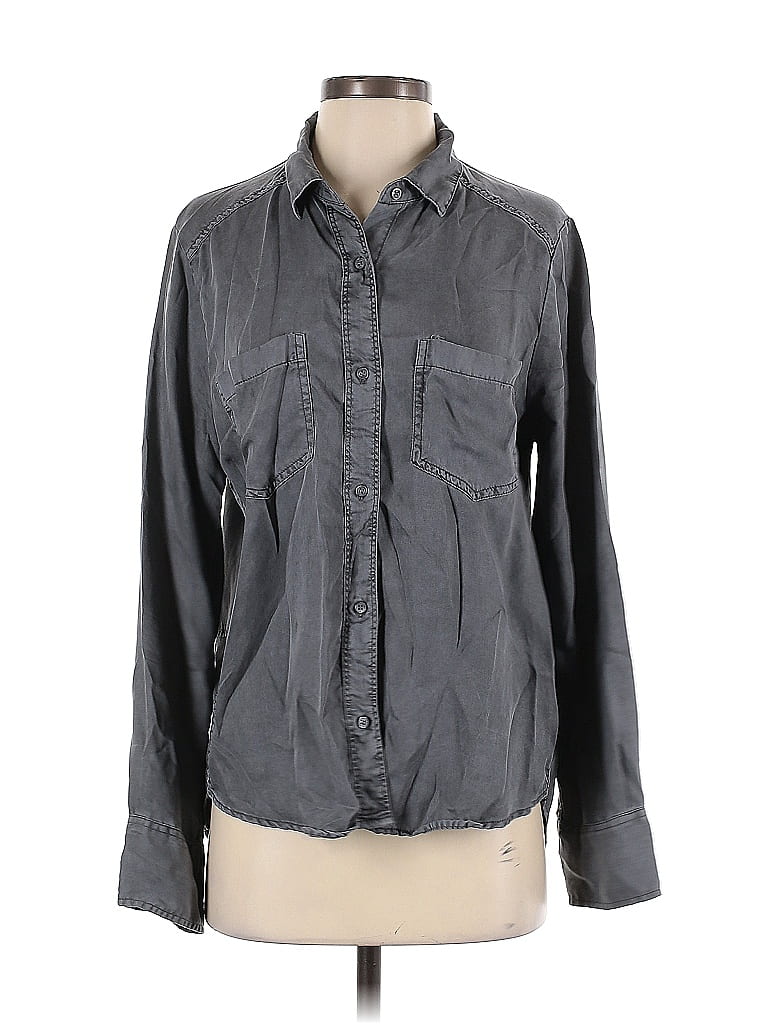 Pre-owned Abercrombie & Fitch Long Sleeve Button Down Shirt In Gray