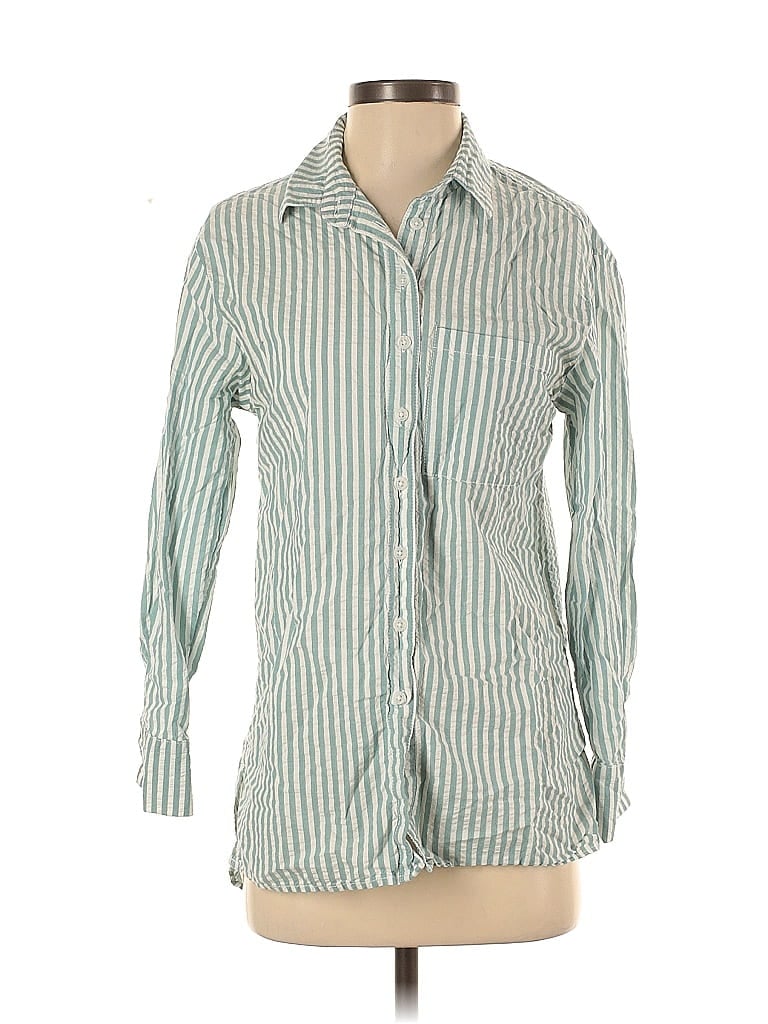 Pre-owned Lola River Long Sleeve Button Down Shirt In Green
