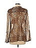 Beulah Style 100% Polyester Animal Print Brown Long Sleeve Blouse Size S - photo 2