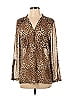 Beulah Style 100% Polyester Animal Print Brown Long Sleeve Blouse Size S - photo 1