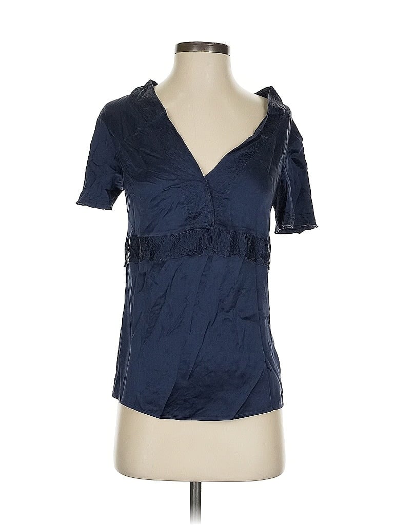 Click to view more detailed imagery on our partner's website Pre-owned Bcbgmaxazria Short Sleeve Top Blue V Neck Tops