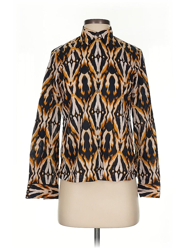 Pre-owned Jones New York Signature Long Sleeve Blouse In Gold