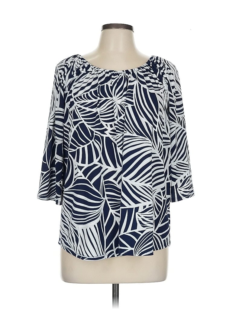 Pre-owned Amana 3/4 Sleeve Blouse In Blue