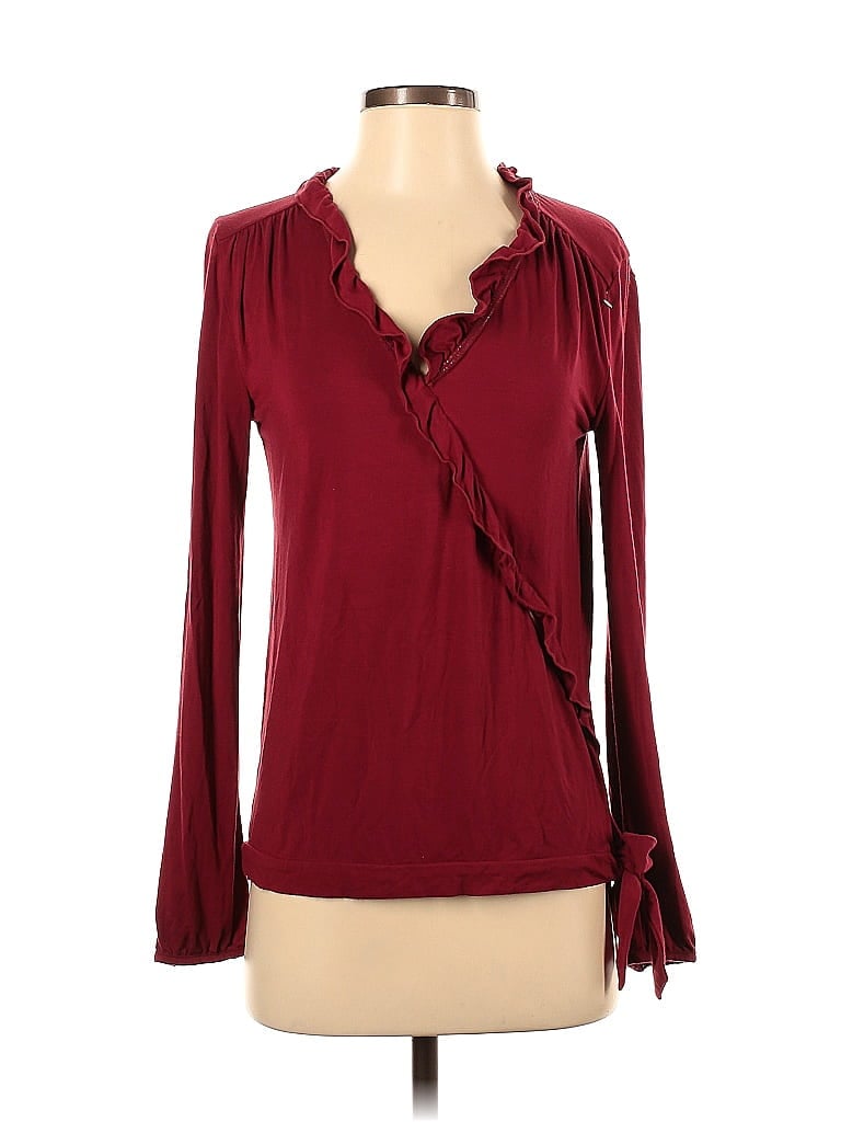 Pre-owned J.crew Mercantile Long Sleeve Blouse In Burgundy