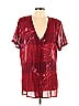 Borcellini 100% Polyester Burgundy Short Sleeve Blouse Size 13 - photo 1