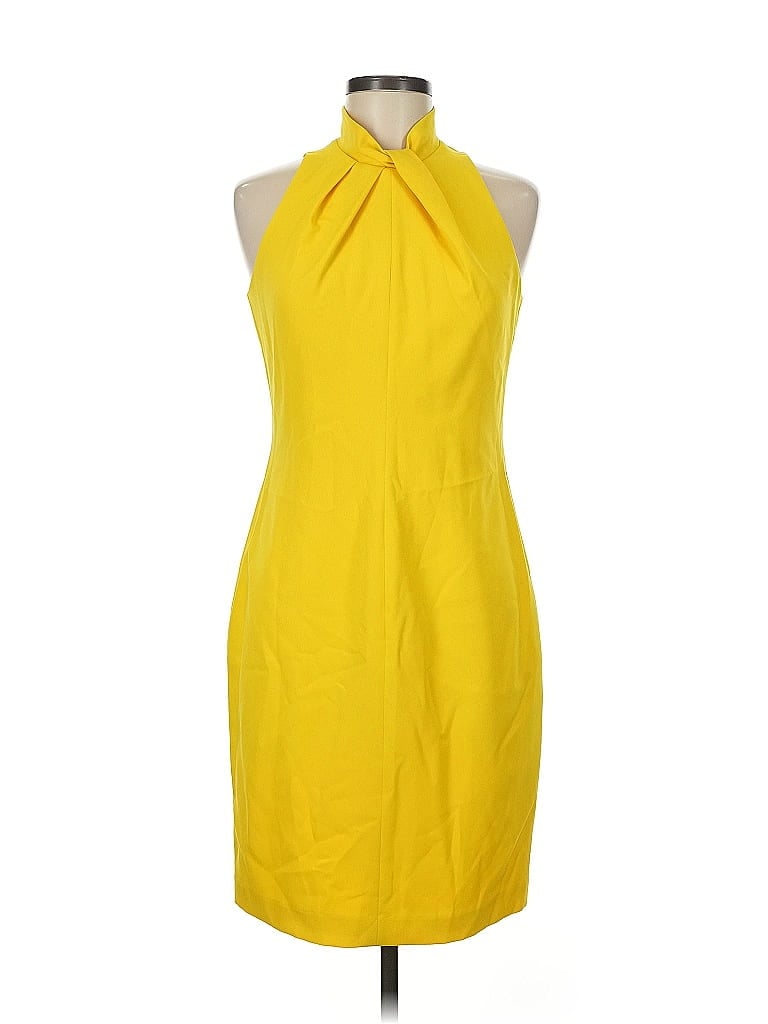 Black Halo Solid Yellow Cocktail Dress Size 6 - photo 1