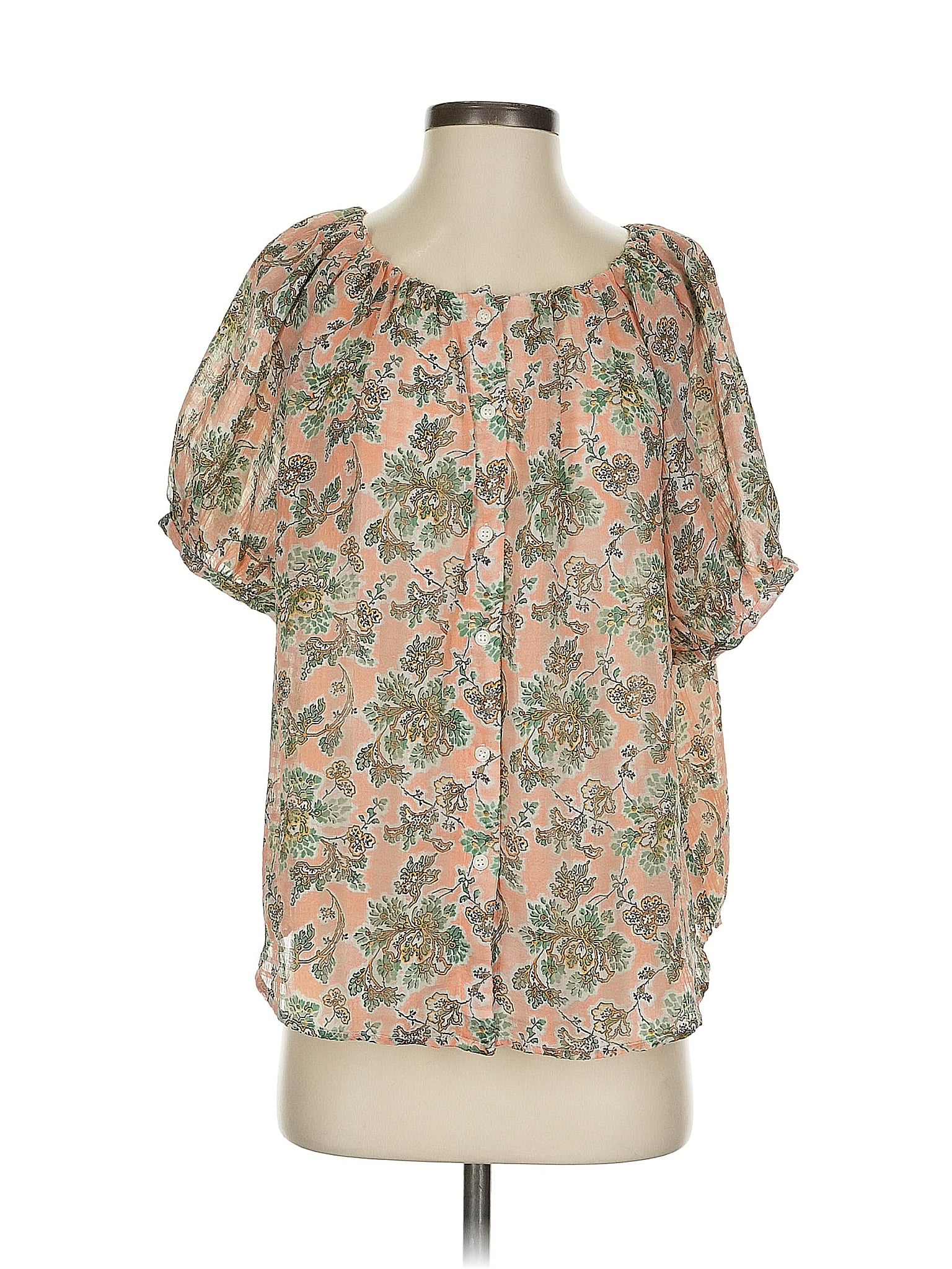 Ann Taylor 100% Polyester Pink Short Sleeve Blouse Size XS