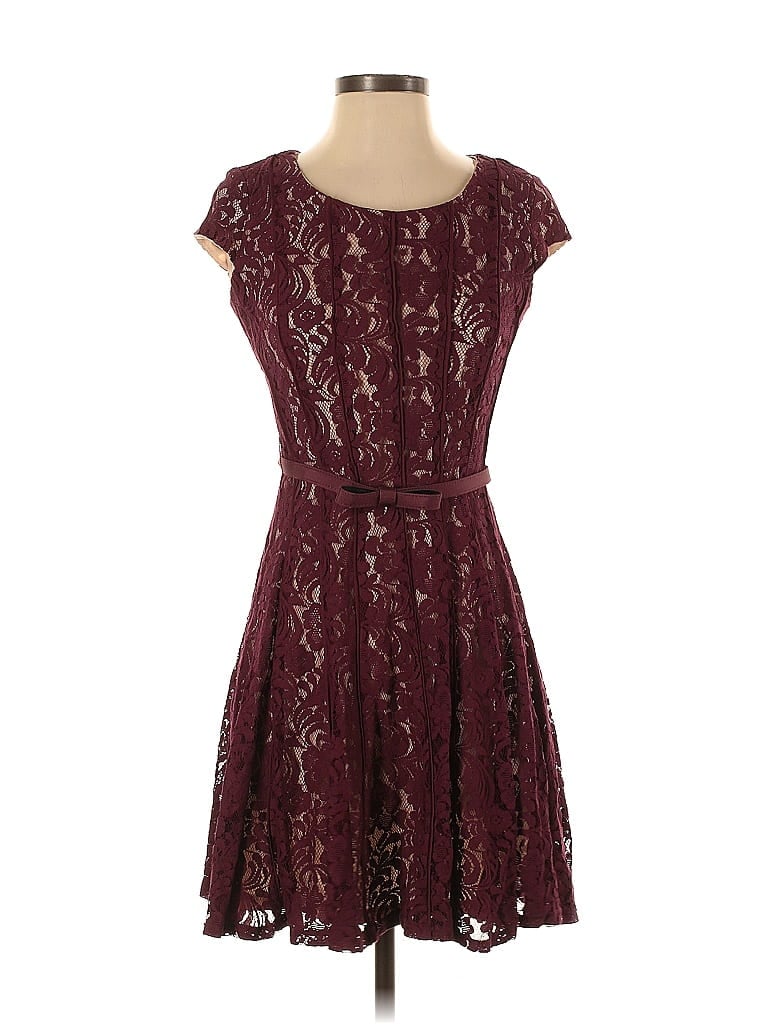 Pre-owned R&k Cocktail Dress In Burgundy