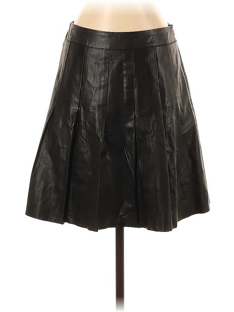 Pre-owned Halogen Faux Leather Skirt In Black