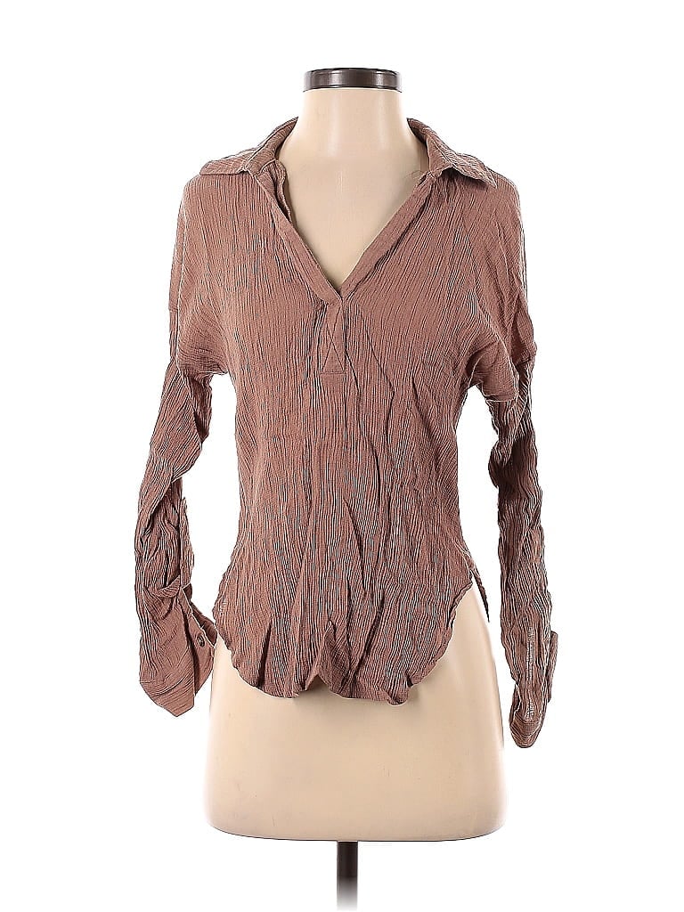 Pre-owned Blu Pepper 3/4 Sleeve Blouse In Brown