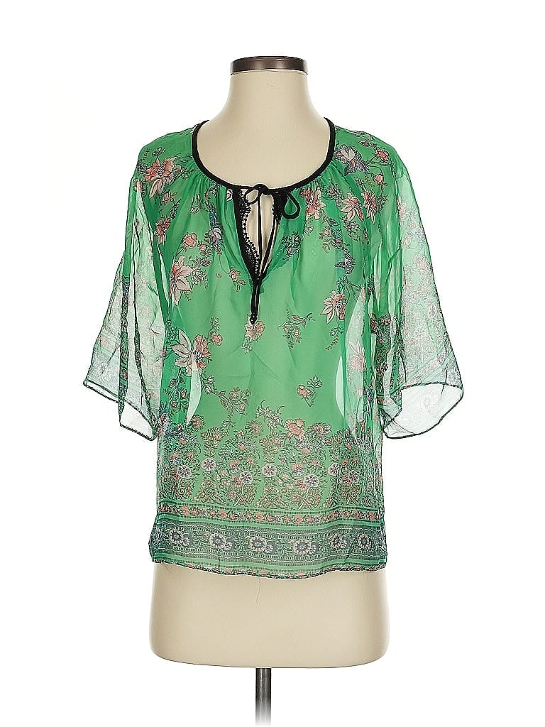 Pre-owned Konrad + Joseph 3/4 Sleeve Blouse In Green