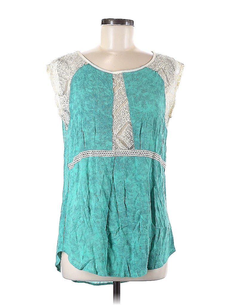 Scrapbook 100% Nylon Teal Sleeveless Blouse Size M - photo 1