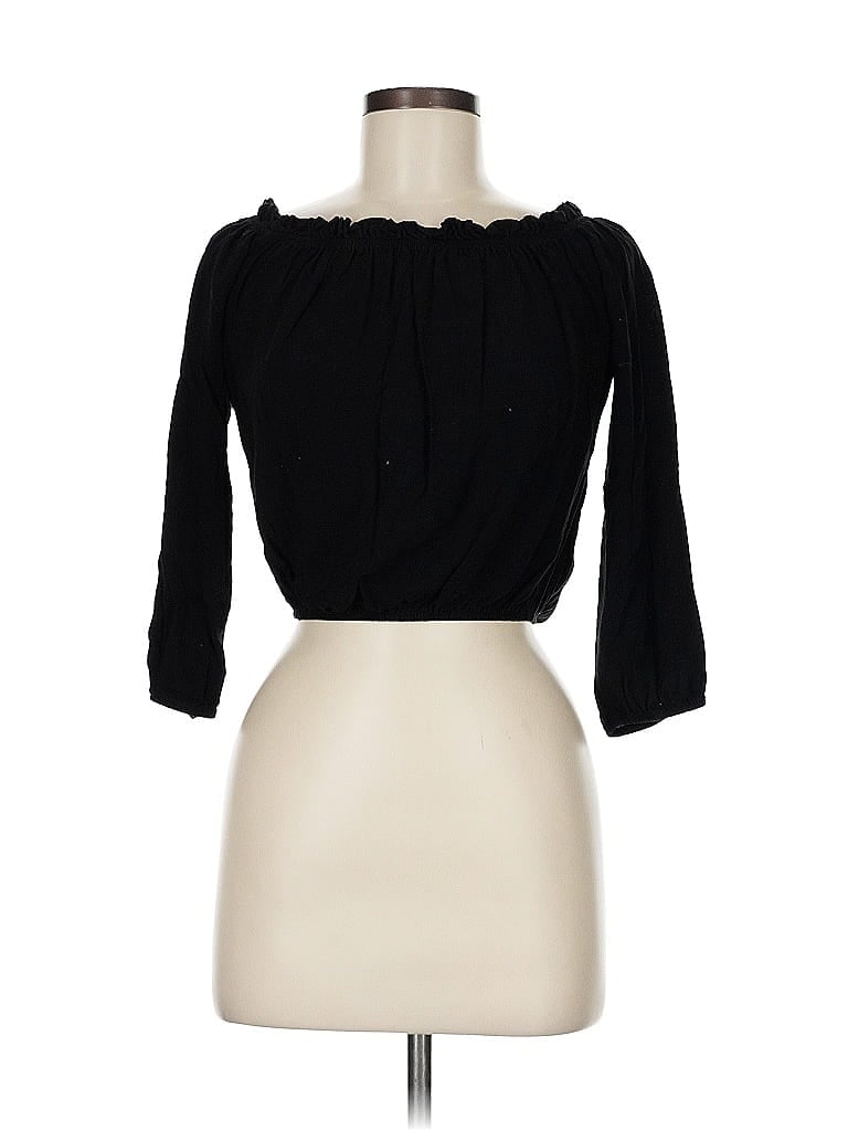 Pre-owned Brandy Melville 3/4 Sleeve Blouse In Black