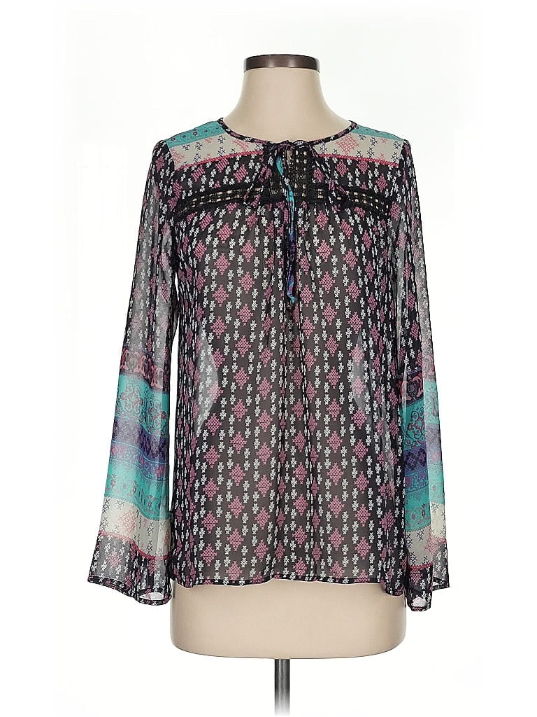 Pre-owned Monteau 3/4 Sleeve Blouse In Purple