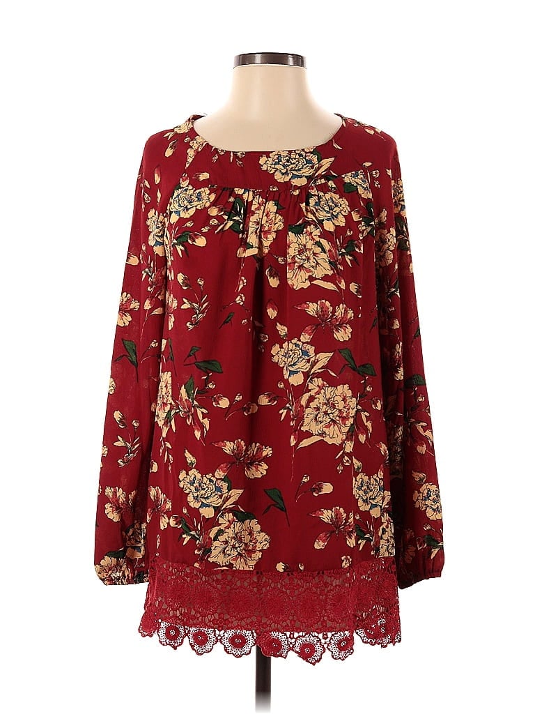 Click to view more detailed imagery on our partner's website Pre-owned Suzanne Betro Long Sleeve Blouse In Burgundy
