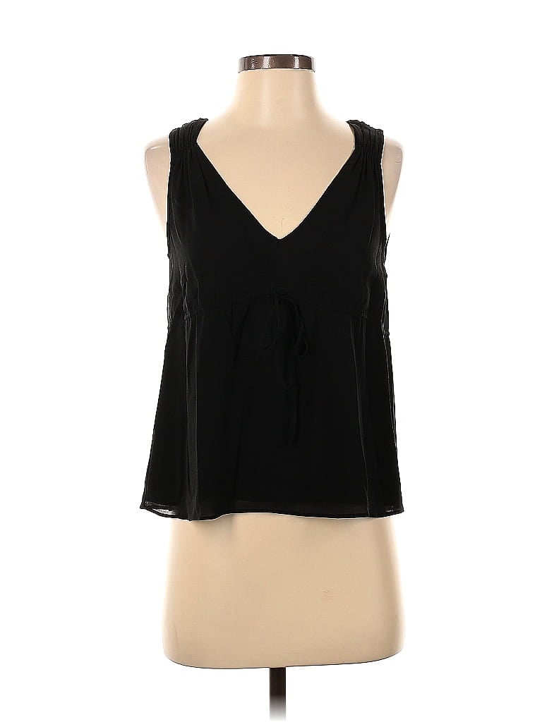 Pre-owned Theory Sleeveless Silk Top Black Plunge Neckline Tops