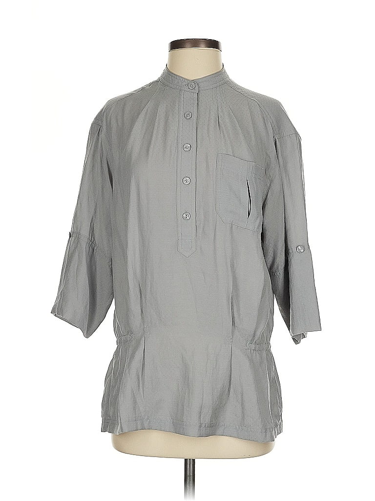 Fossil 100% Polyester Gray 3/4 Sleeve Blouse Size XS - photo 1
