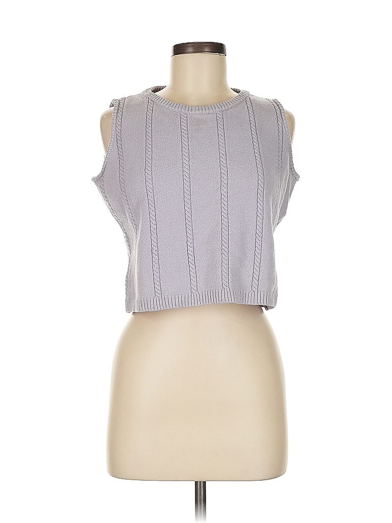 St. John Gray Purple Sweater Vest Size L - photo 1