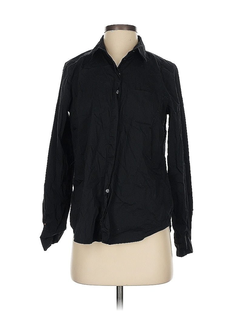 Pre-owned H&m Long Sleeve Button Down Shirt In Black