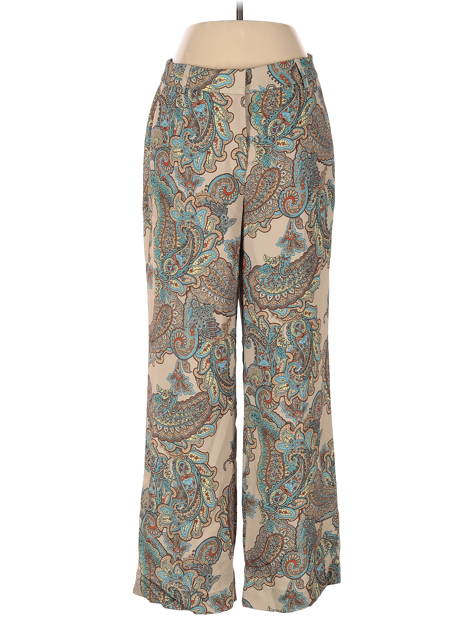 Express 100% Polyester Paisley Teal Casual Pants Size S