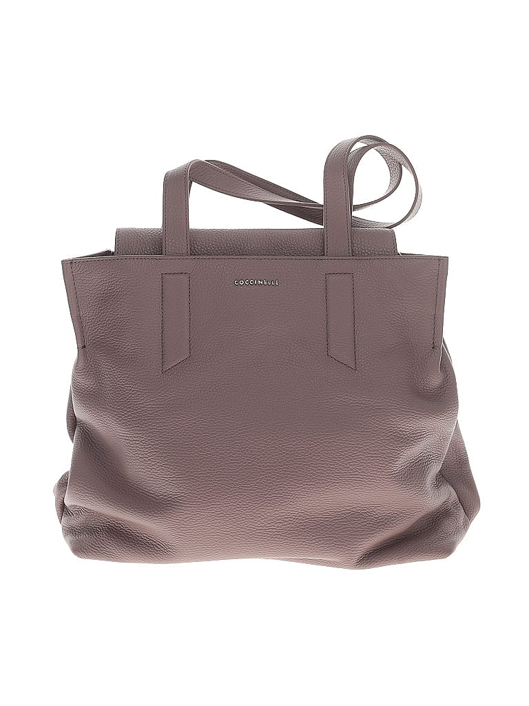 Coccinelle 100 Leather Solid Gray Purple Leather Shoulder Bag One Size