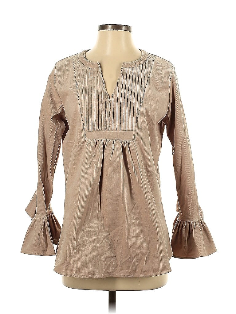 Pre-owned Cortland Park Long Sleeve Blouse In Brown