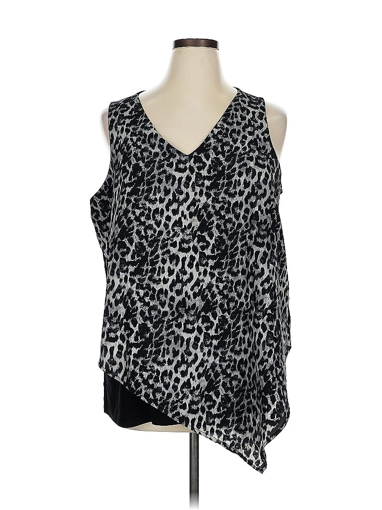 DG^2 by Diane Gilman 100% Polyester Black Sleeveless Blouse Size 1X - photo 1