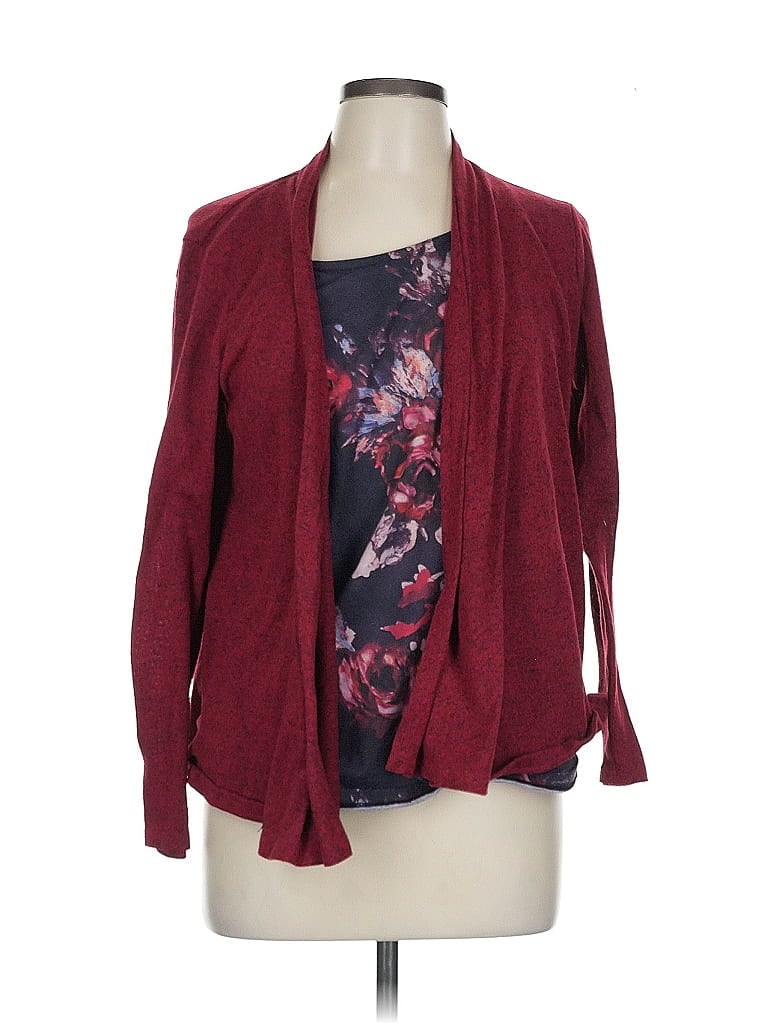Pre-owned White Stag Cardigan Sweater In Burgundy