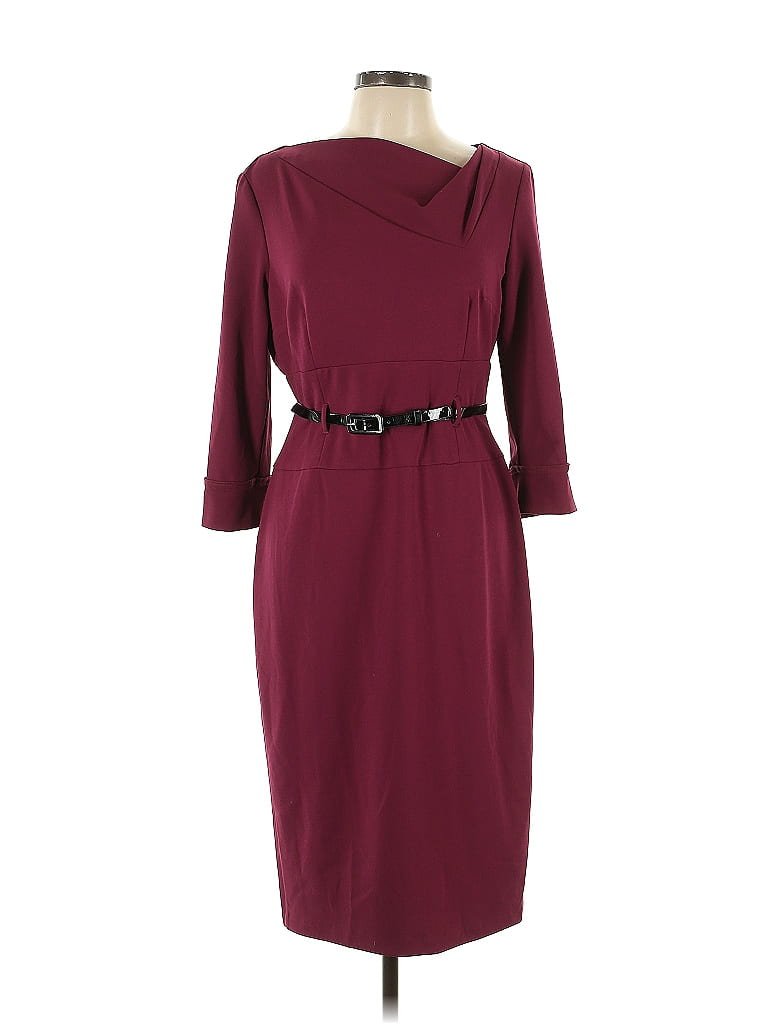 Donna Morgan Solid Burgundy Cocktail Dress Size 12 - photo 1