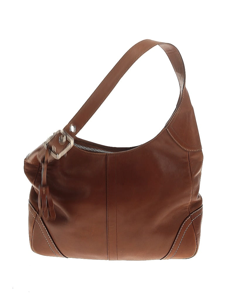 Coach 100 Leather Solid Brown Leather Shoulder Bag One Size 75 off